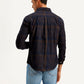 Men's Checkered Slim Fit Corduroy Shirt - Back View