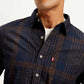 Men's Checkered Slim Fit Corduroy Shirt - Detail View