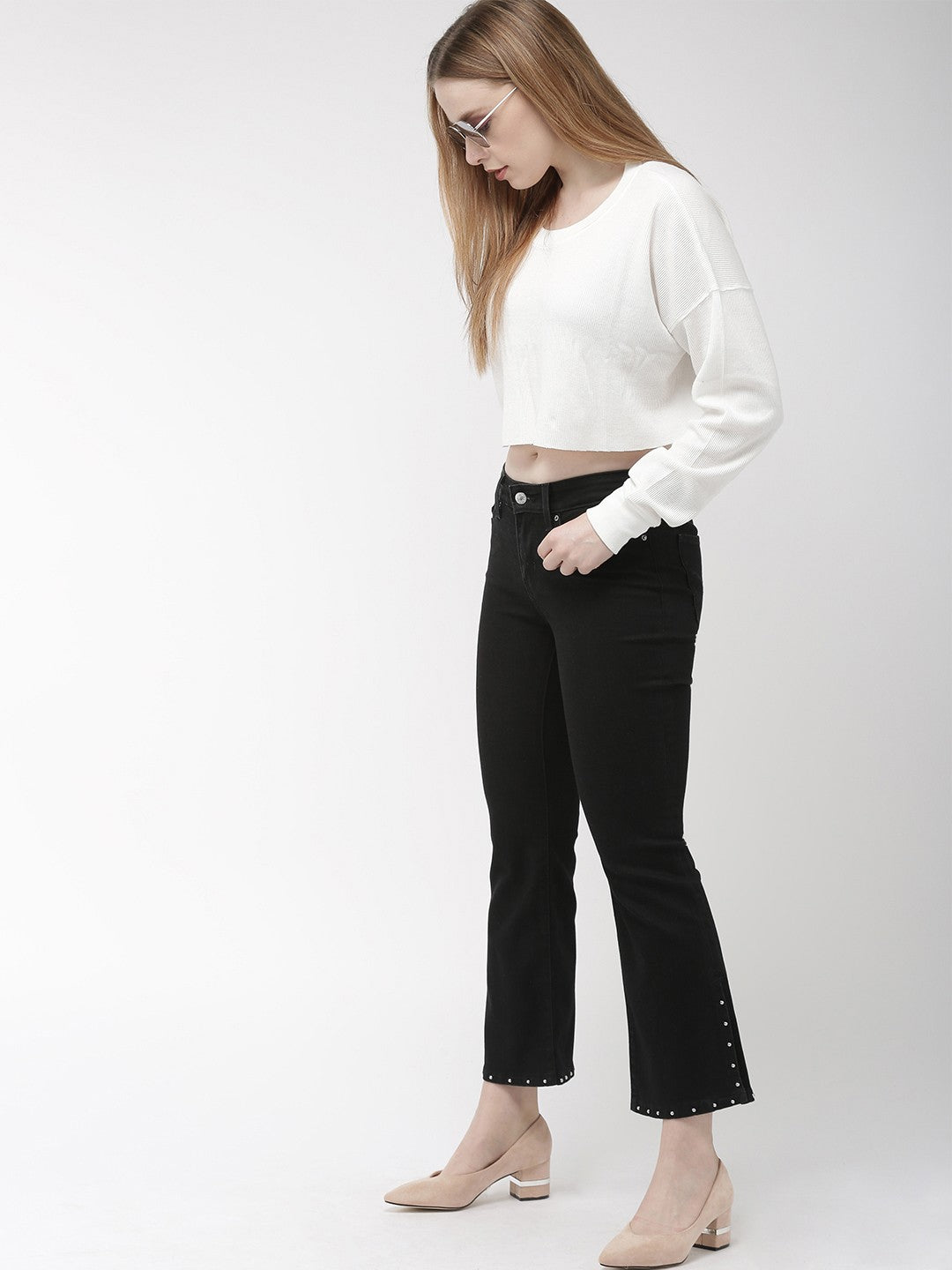 Women's 715 Black Flared Fit Mid Rise Jeans - 4 View