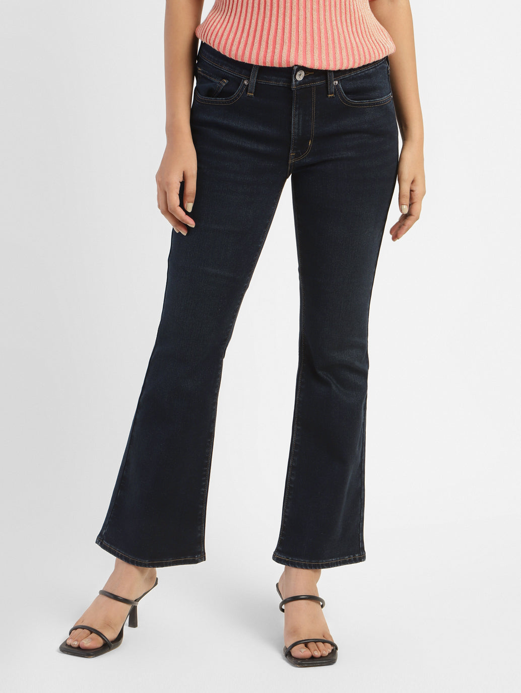 Women's 715 Navy Blue Flared Fit Mid Rise Jeans - 63644c1a-fdcc-4524-91e7-b27bbc30d336 View