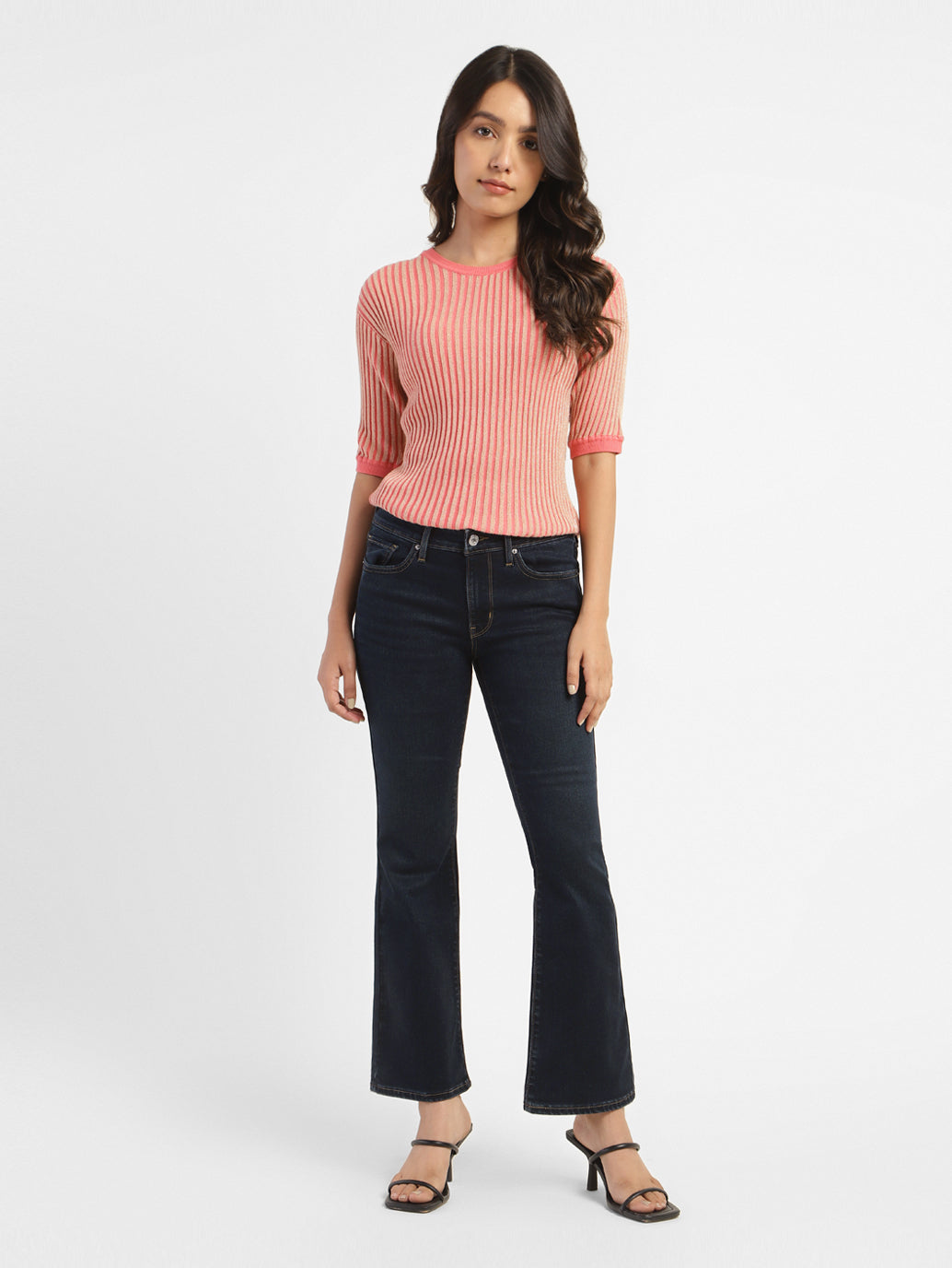 Women's 715 Navy Blue Flared Fit Mid Rise Jeans - 15edc0af-7701-4459-a8ba-cec30c862a4e View