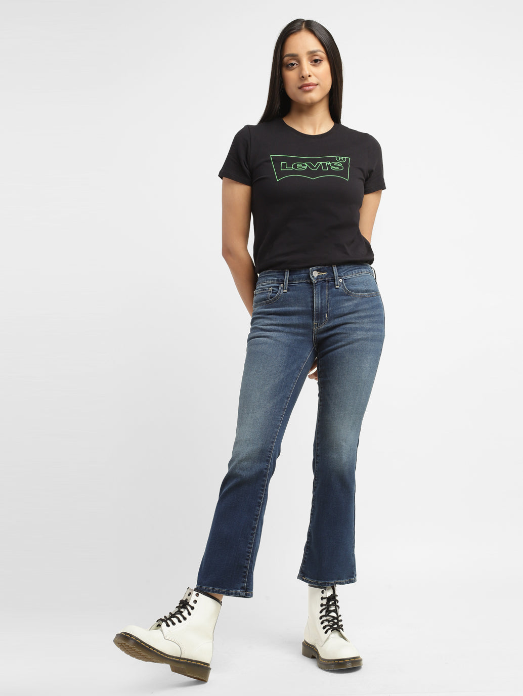 Women's 715 Blue Flared Fit Mid Rise Jeans - 55957c33-057a-450d-a9f1-2d82fa431227 View