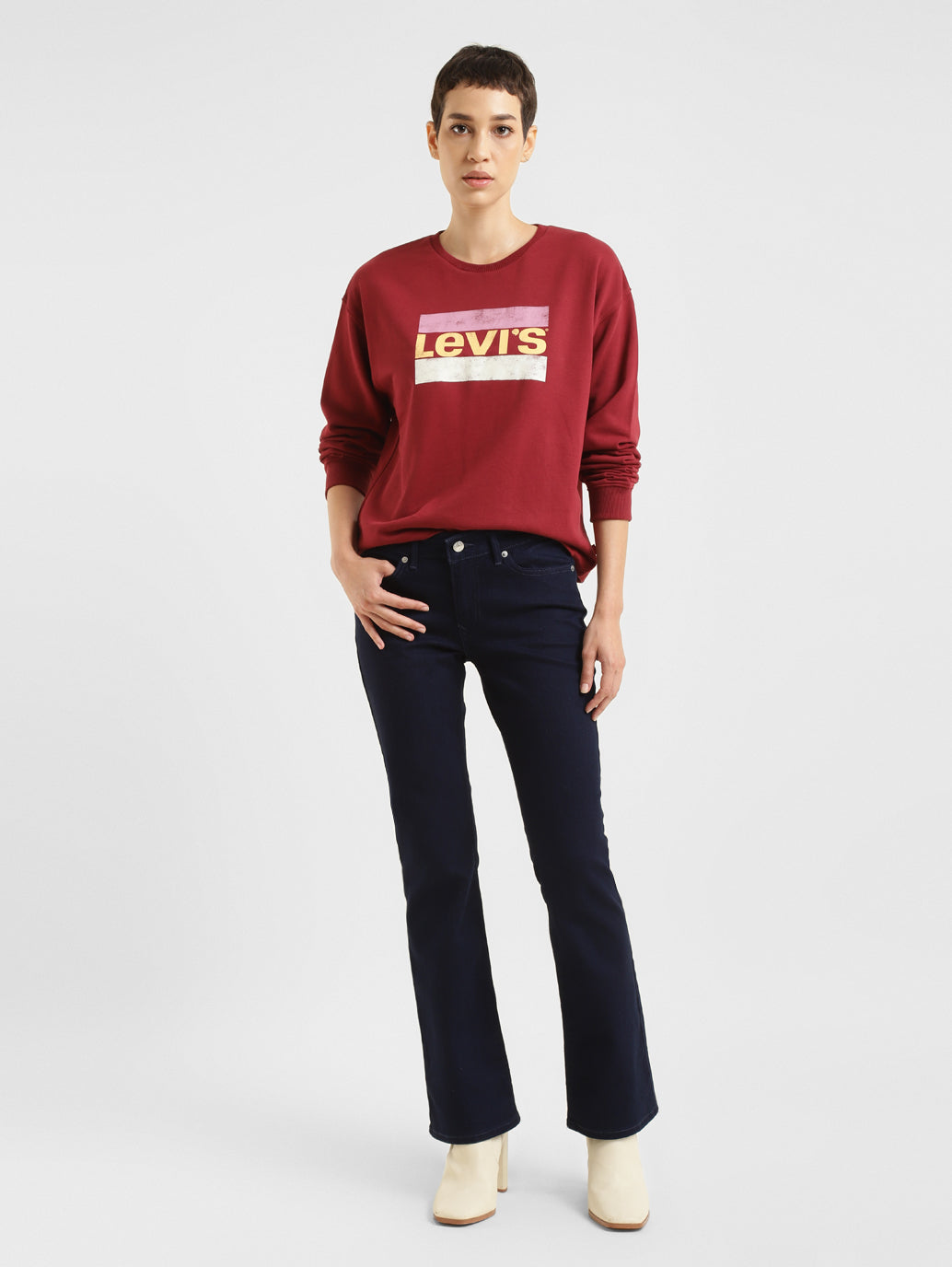 Women's 715 Navy Blue Flared Fit Mid Rise Jeans - 9e9810e0-38fe-49e2-822a-1e701e13ca8b View