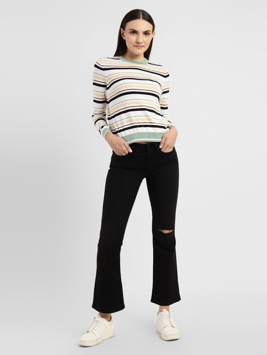 Women's 715 Black Flared Fit Mid Rise Jeans