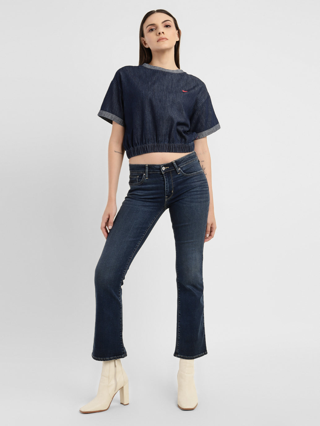 Women's 715 Blue Flared Fit Mid Rise Jeans - 2dee9201-c8c3-4914-9c74-cdc64c26bdbb View