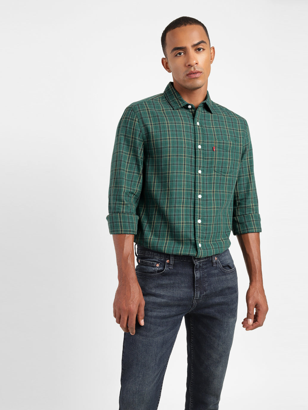 Men's Checkered Spread Collar Shirt - c001901e-7fea-41bb-bbe9-1a85d48c3bdf View