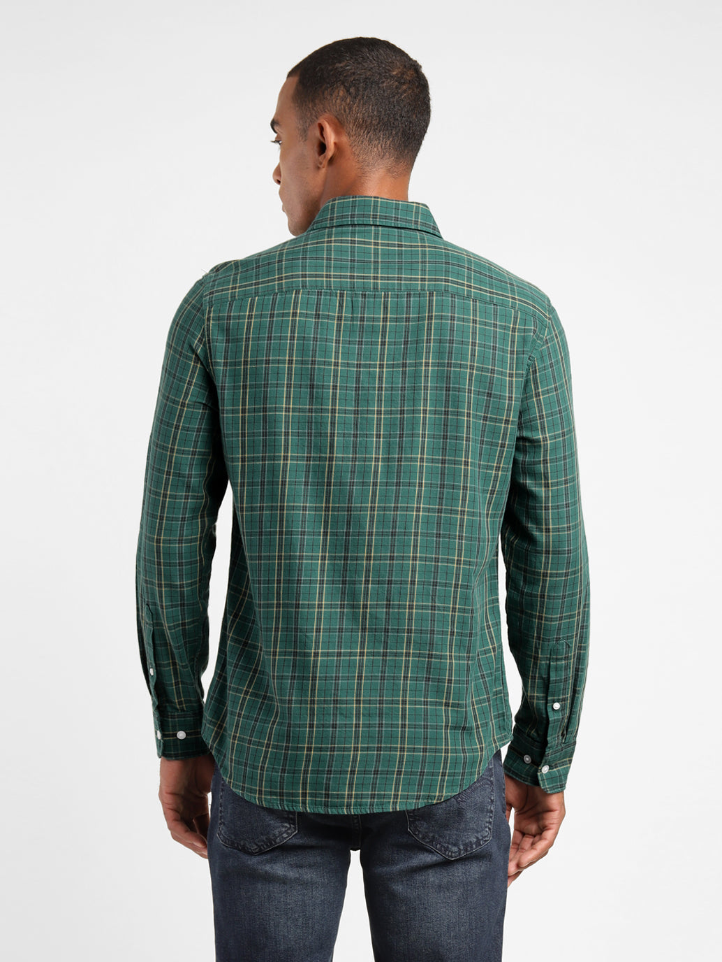 Men's Checkered Spread Collar Shirt - 789ad9f2-805e-4935-a26e-4bbd46d1f131 View