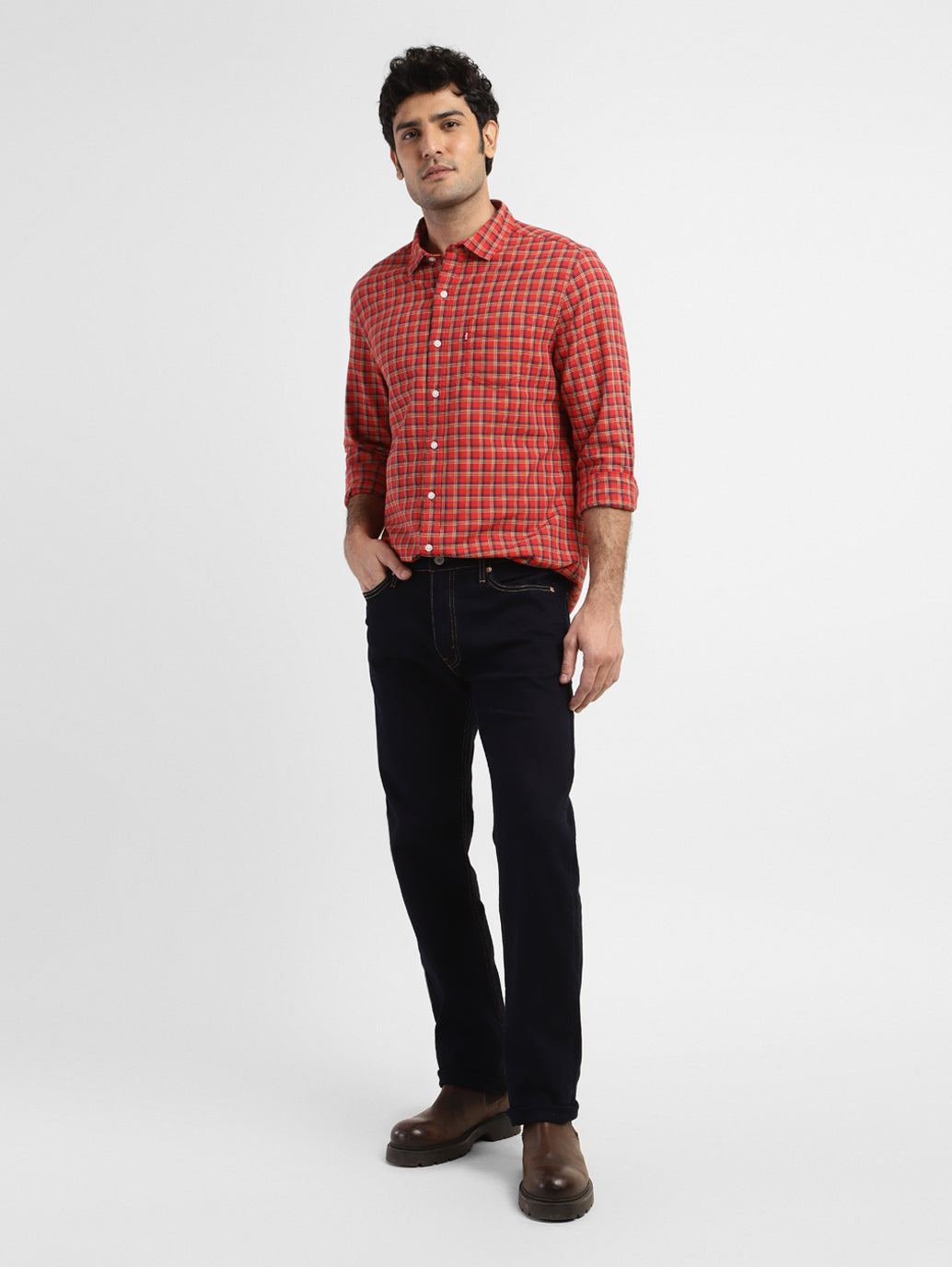 Men's Checkered Spread Collar Shirt - 1f7324e6-d7fa-4548-896b-3571ddf4f9b3 View