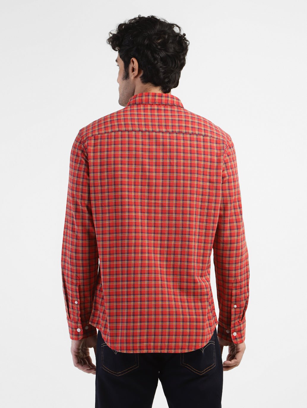 Men's Checkered Spread Collar Shirt - 9c1f6633-74cf-48af-a38f-83f5058f1d06 View
