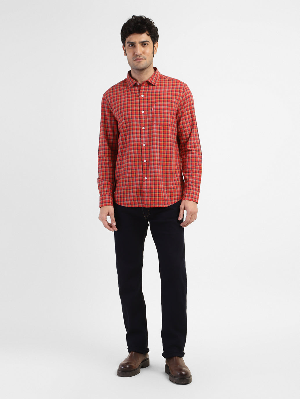 Men's Checkered Spread Collar Shirt - 08feedeb-473a-4927-9a0c-ab6757ee61ef View