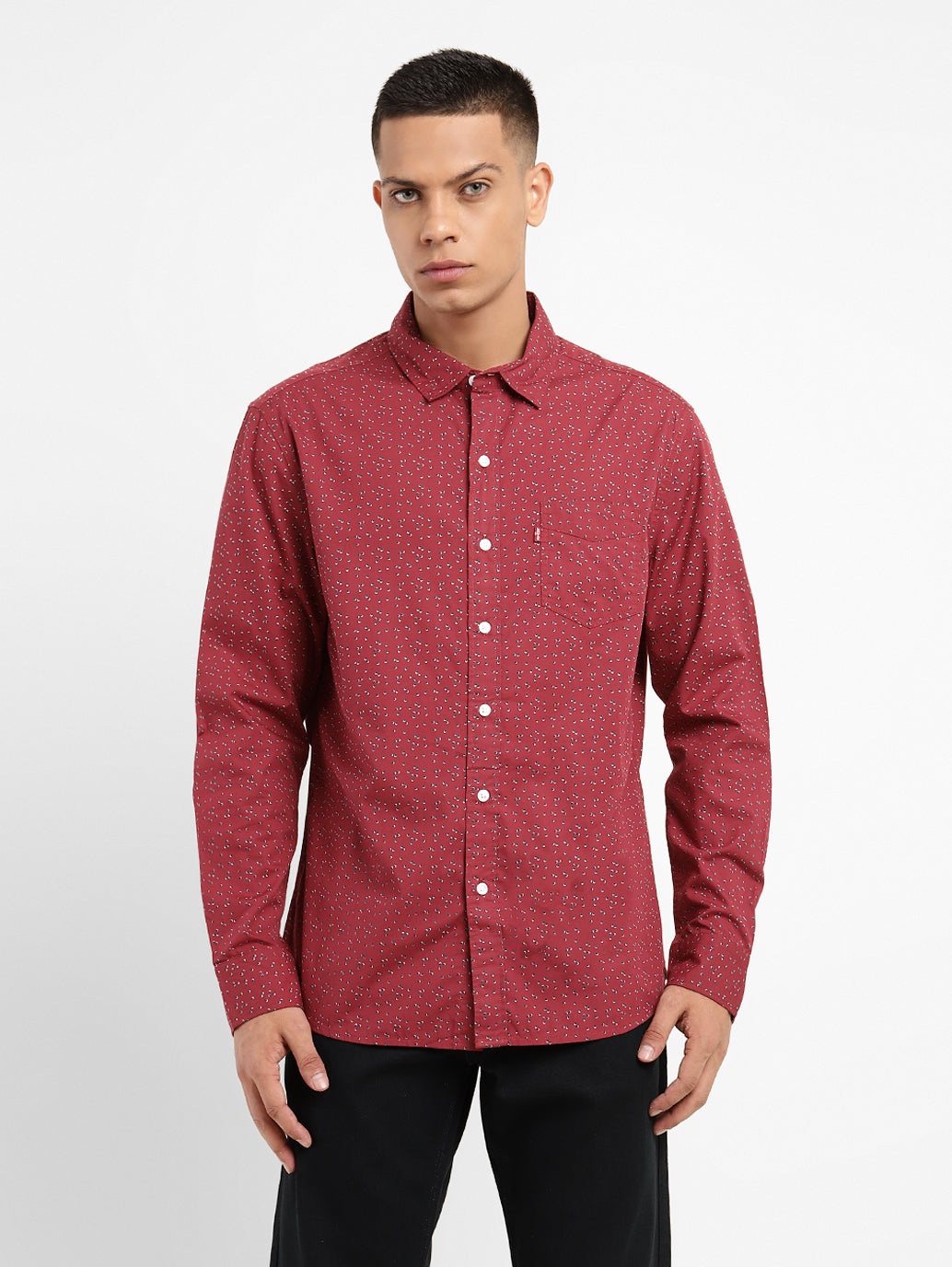 Men's Geometric Print Slim Fit Shirt - cfa0c32f-eef1-4954-a296-fad49b3e0e4a View