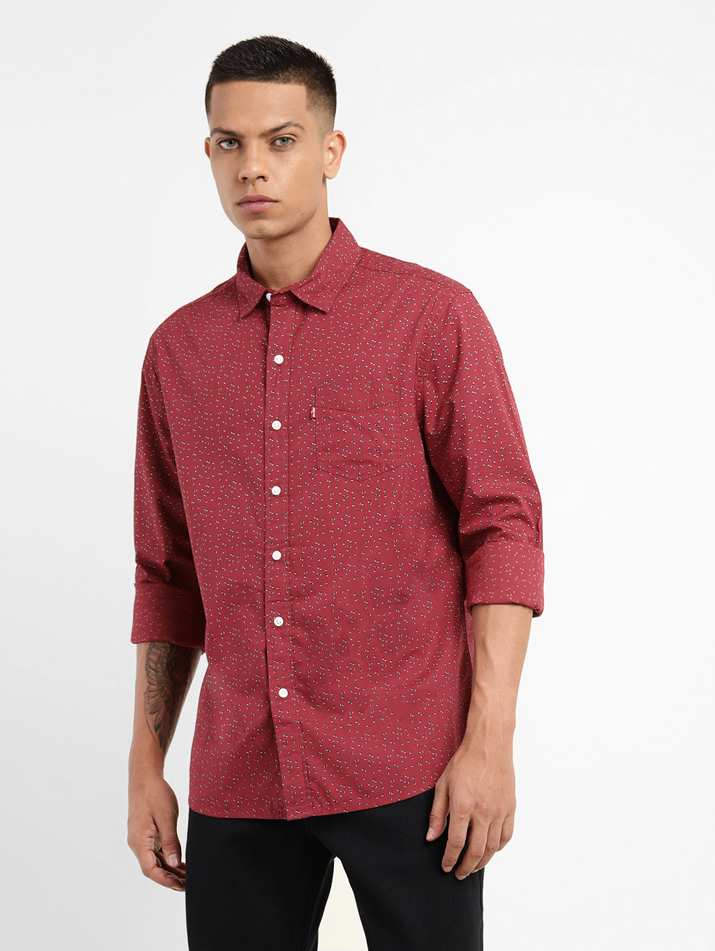 Men's Geometric Print Slim Fit Shirt - fe1c718a-6907-4266-bcbc-ddf8e663021b View
