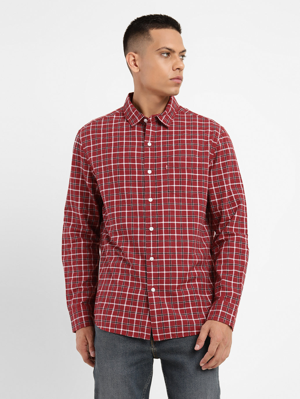 Men's Checkered Slim Fit Shirt - 0cc972da-0c02-4201-a882-6b4c1bcf8b5d View