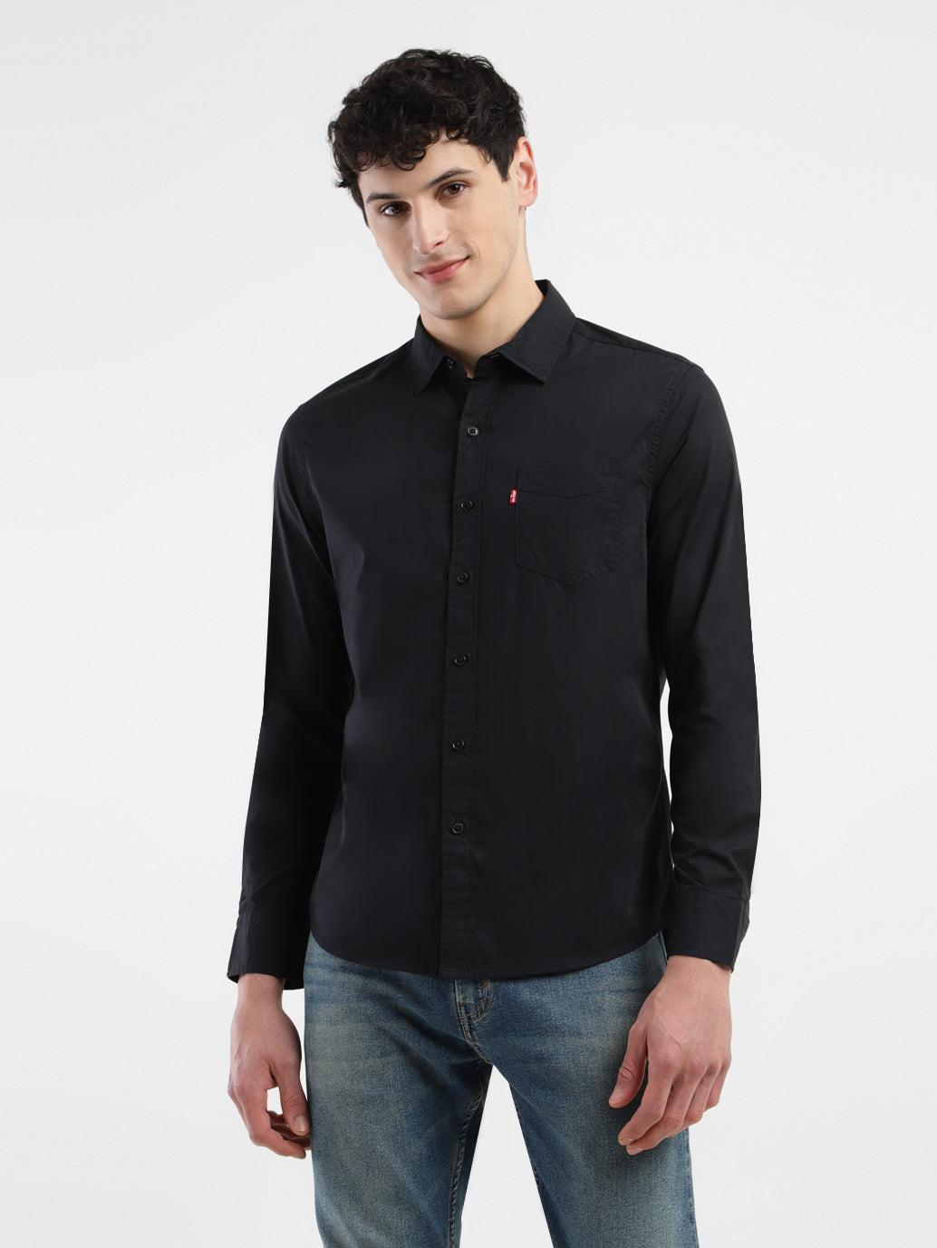 Men's Solid Slim Fit Shirt - Front View