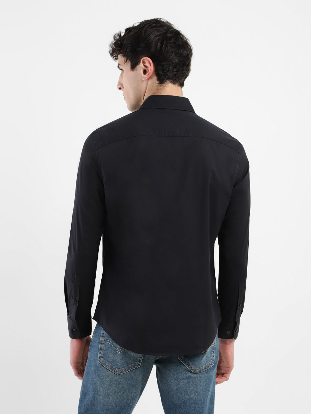Men's Solid Slim Fit Shirt - Back View