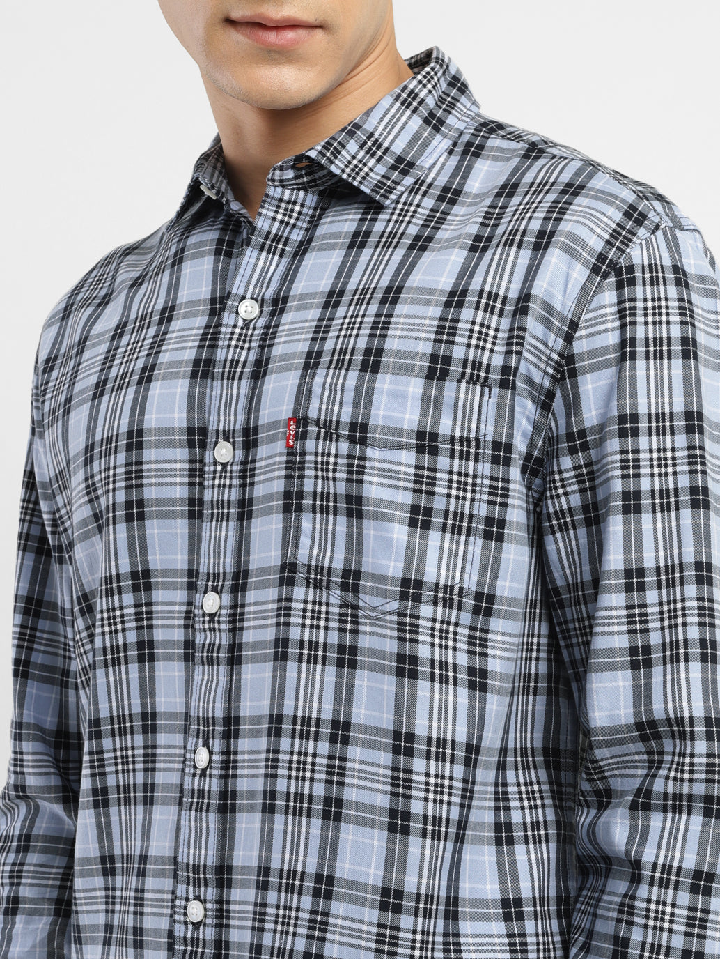 Men's Checkered Slim Fit Shirt - FrontDetails View