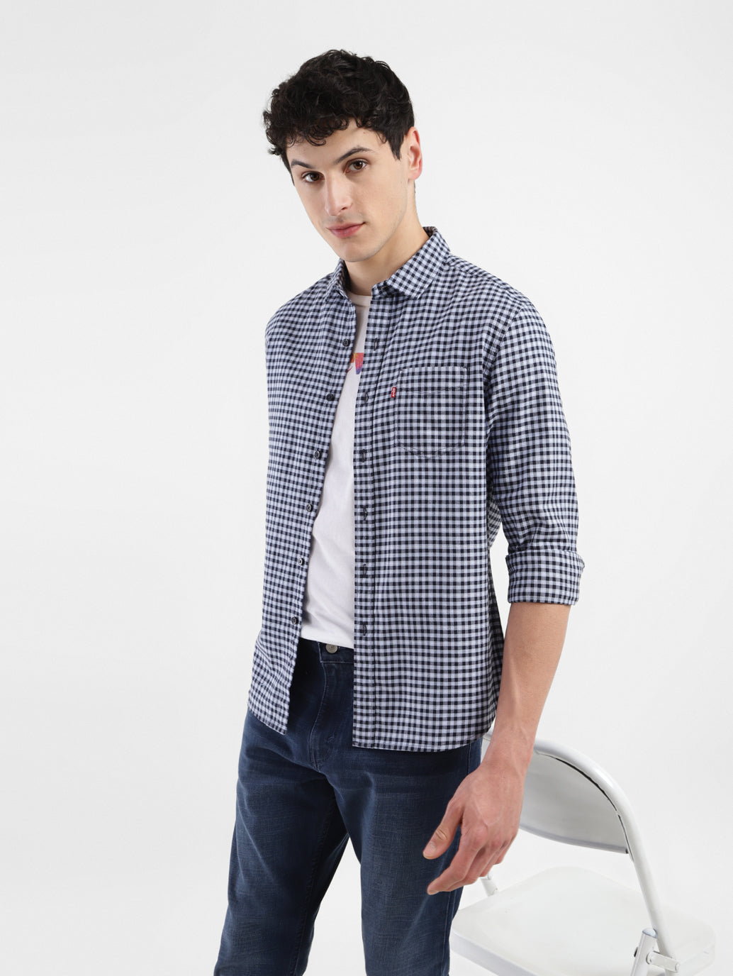 Men's Checkered Slim Fit Shirt - StyleShot View