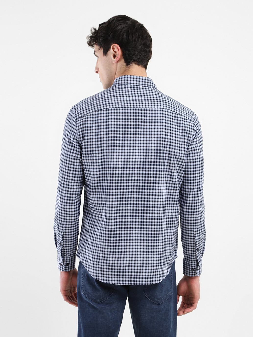 Men's Checkered Slim Fit Shirt - Back View