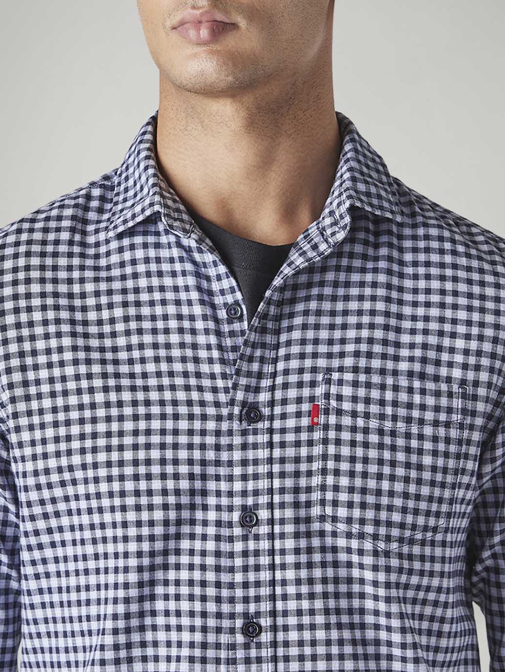 Men's Checkered Slim Fit Shirt - Detail View