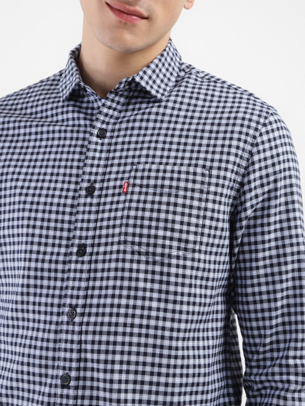 Men's Checkered Slim Fit Shirt - FrontDetails View
