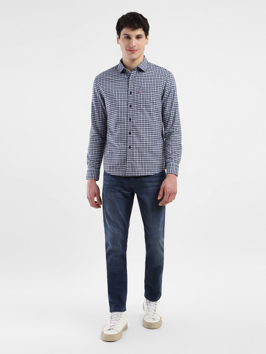 Men's Checkered Slim Fit Shirt - ModelFront View