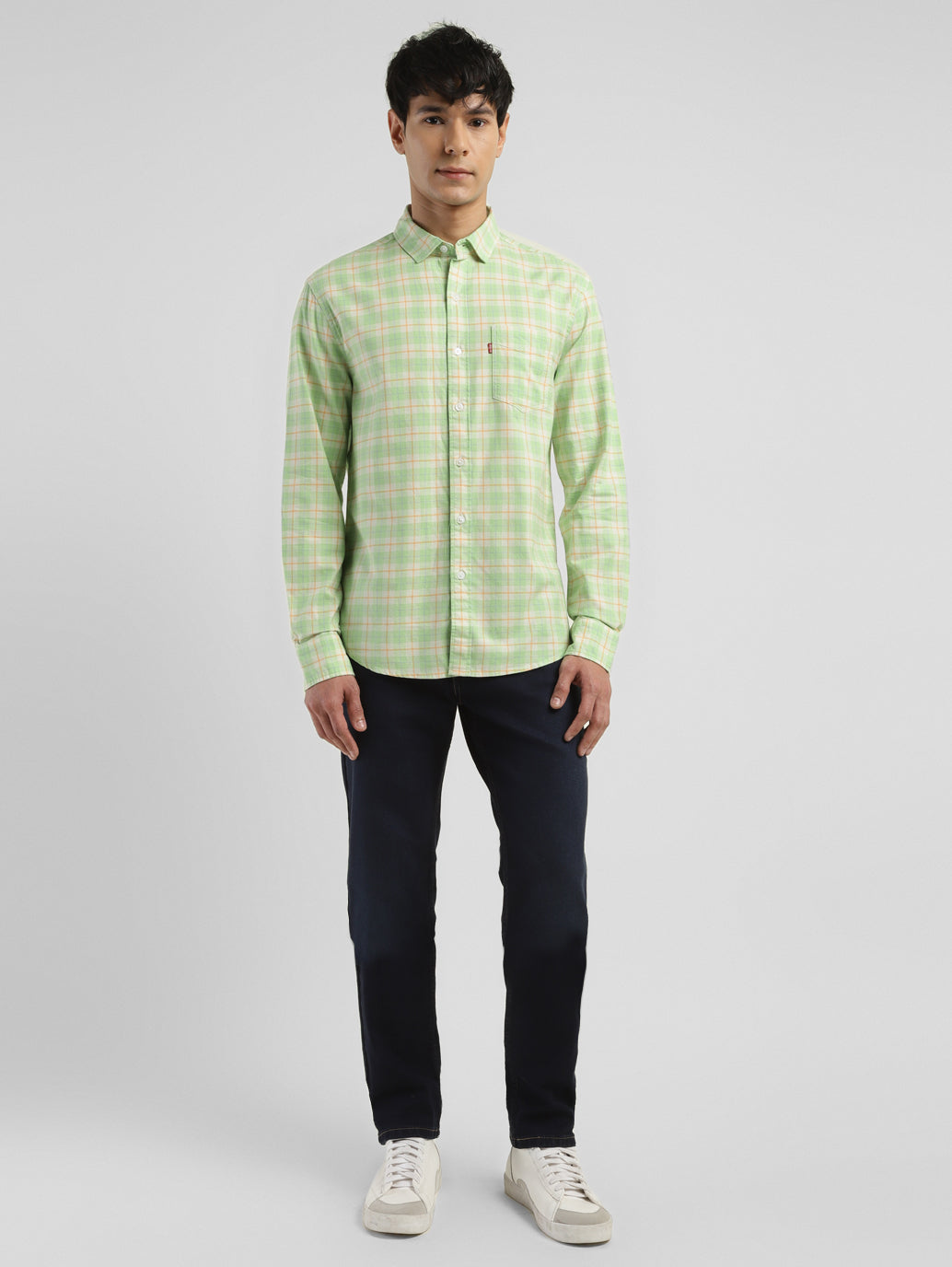 Men's Checkered Slim Fit Shirt - ModelFront View