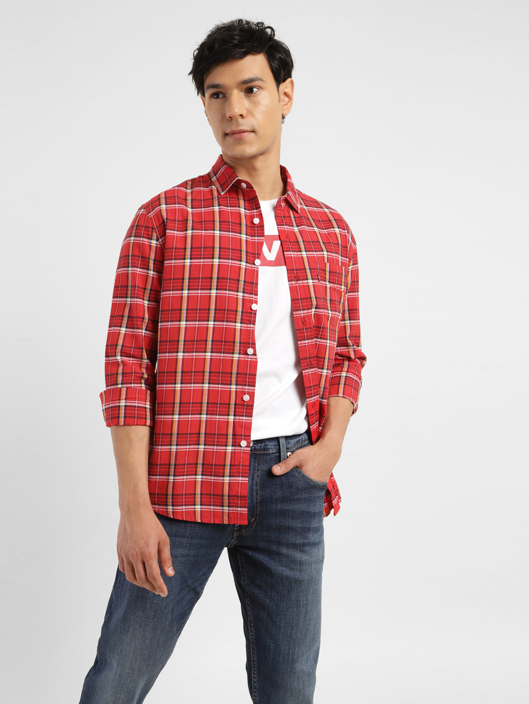 Men's Checkered Slim Fit Shirt - StyleShot View