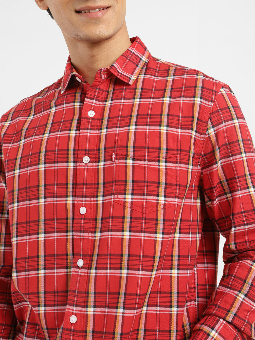 Men's Checkered Slim Fit Shirt - FrontDetails View