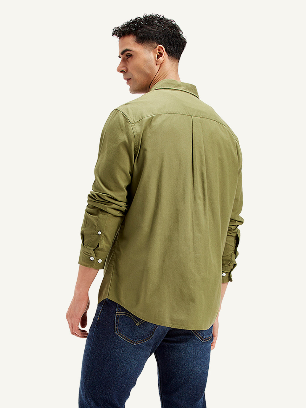 Men's Solid Regular Fit Shirt - Back View