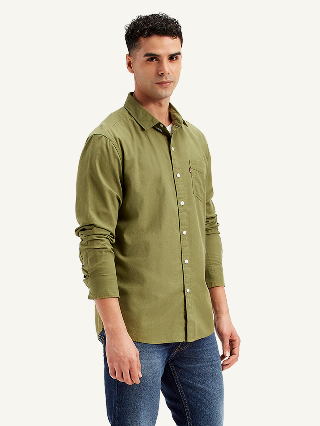Men's Solid Regular Fit Shirt - Side View