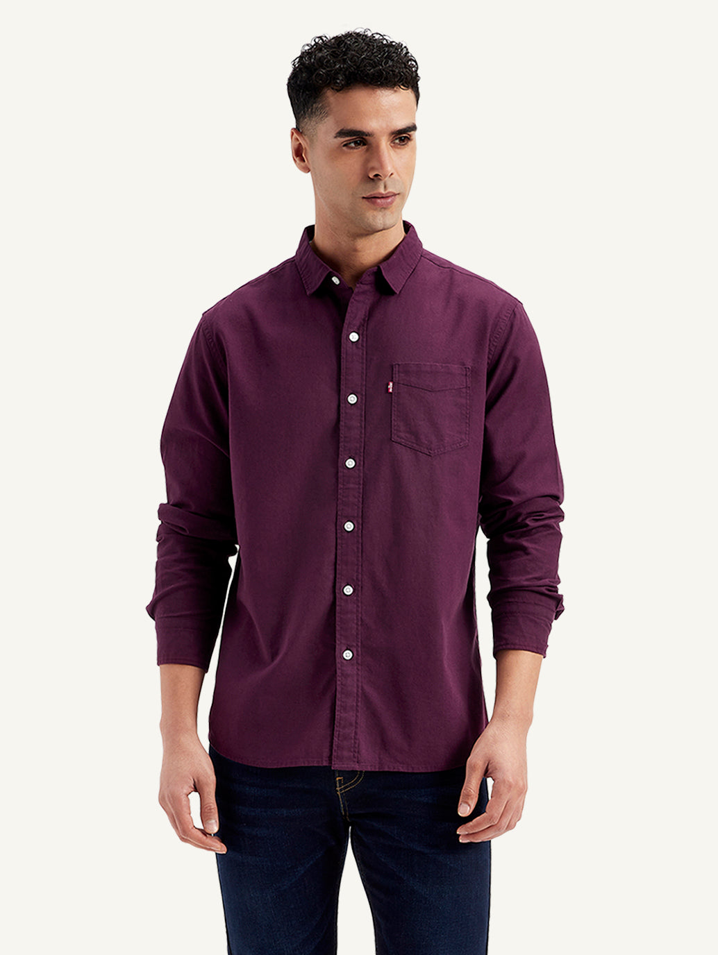 Men's Solid Slim Fit Shirt - Front View