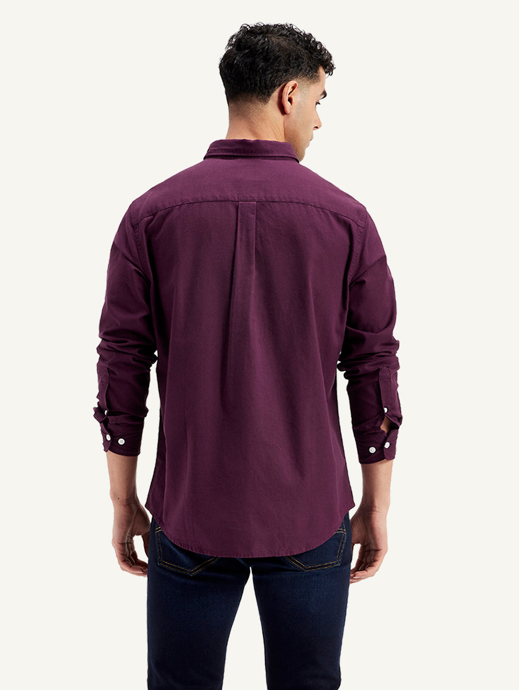 Men's Solid Slim Fit Shirt - Back View