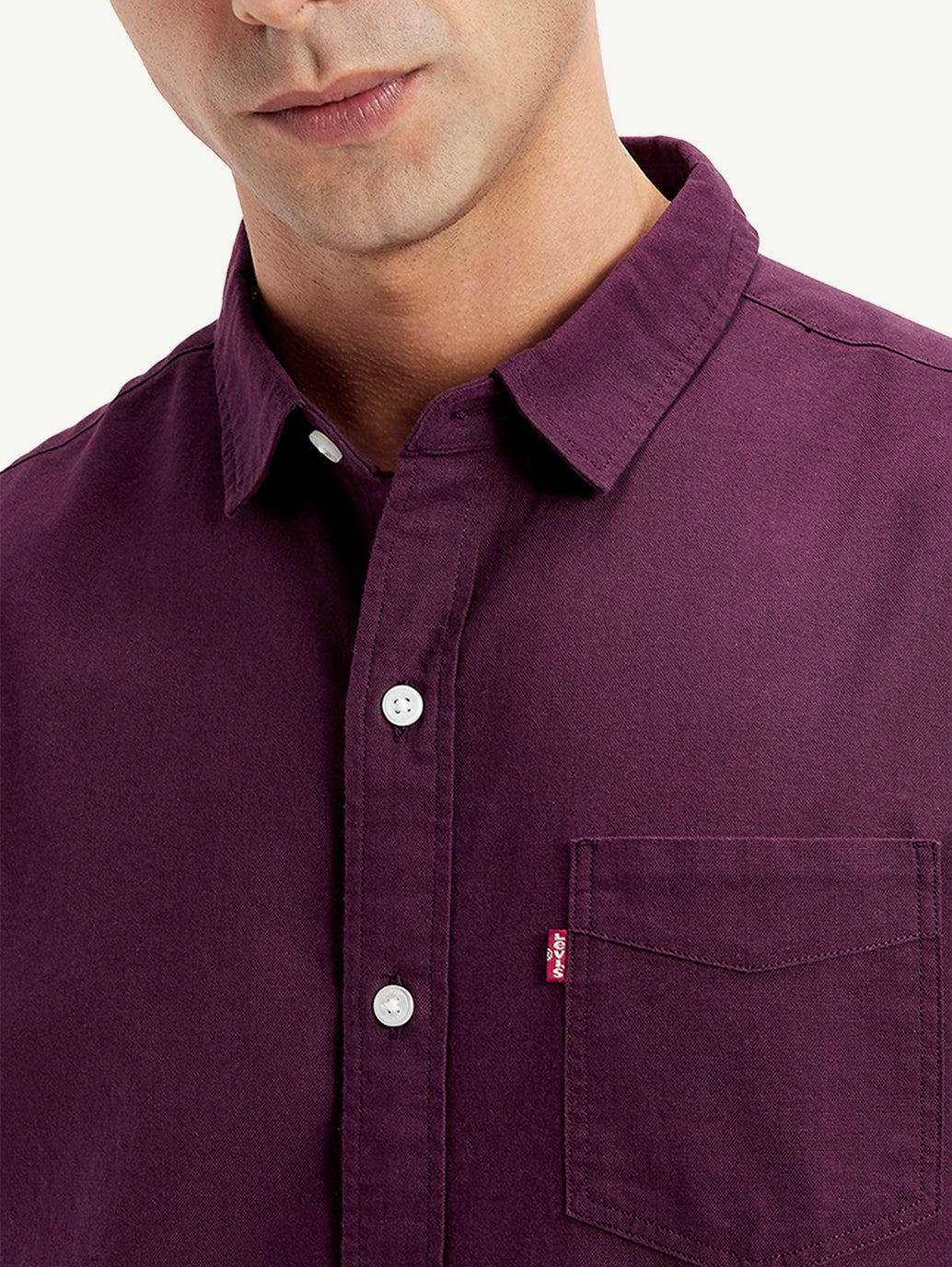 Men's Solid Slim Fit Shirt - Detail View