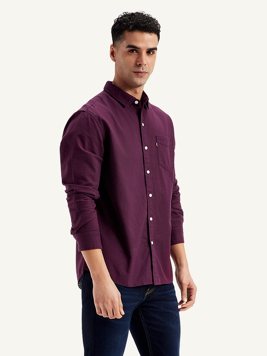 Men's Solid Slim Fit Shirt - Side View