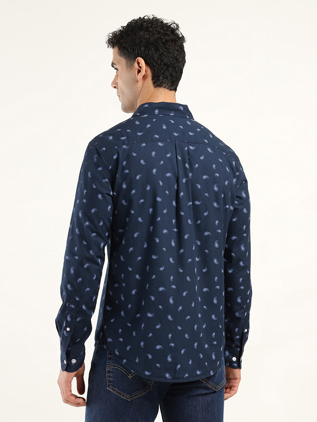Men's Printed Slim Fit Shirt - Back View