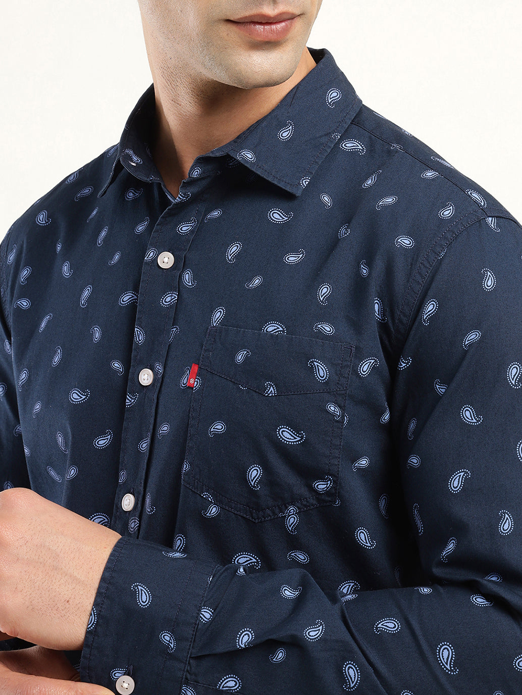 Men's Printed Slim Fit Shirt - Detail View