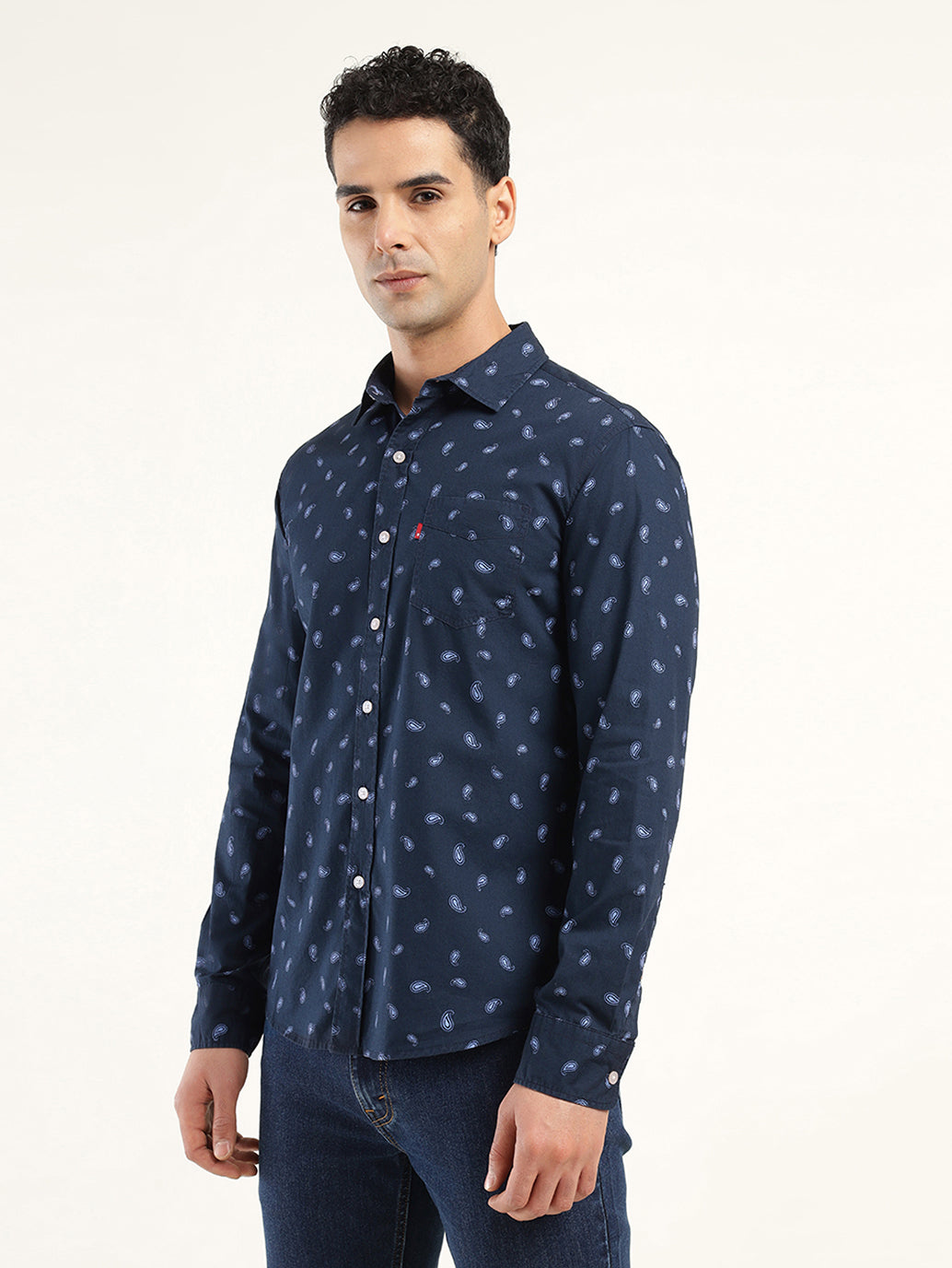 Men's Printed Slim Fit Shirt - Side View