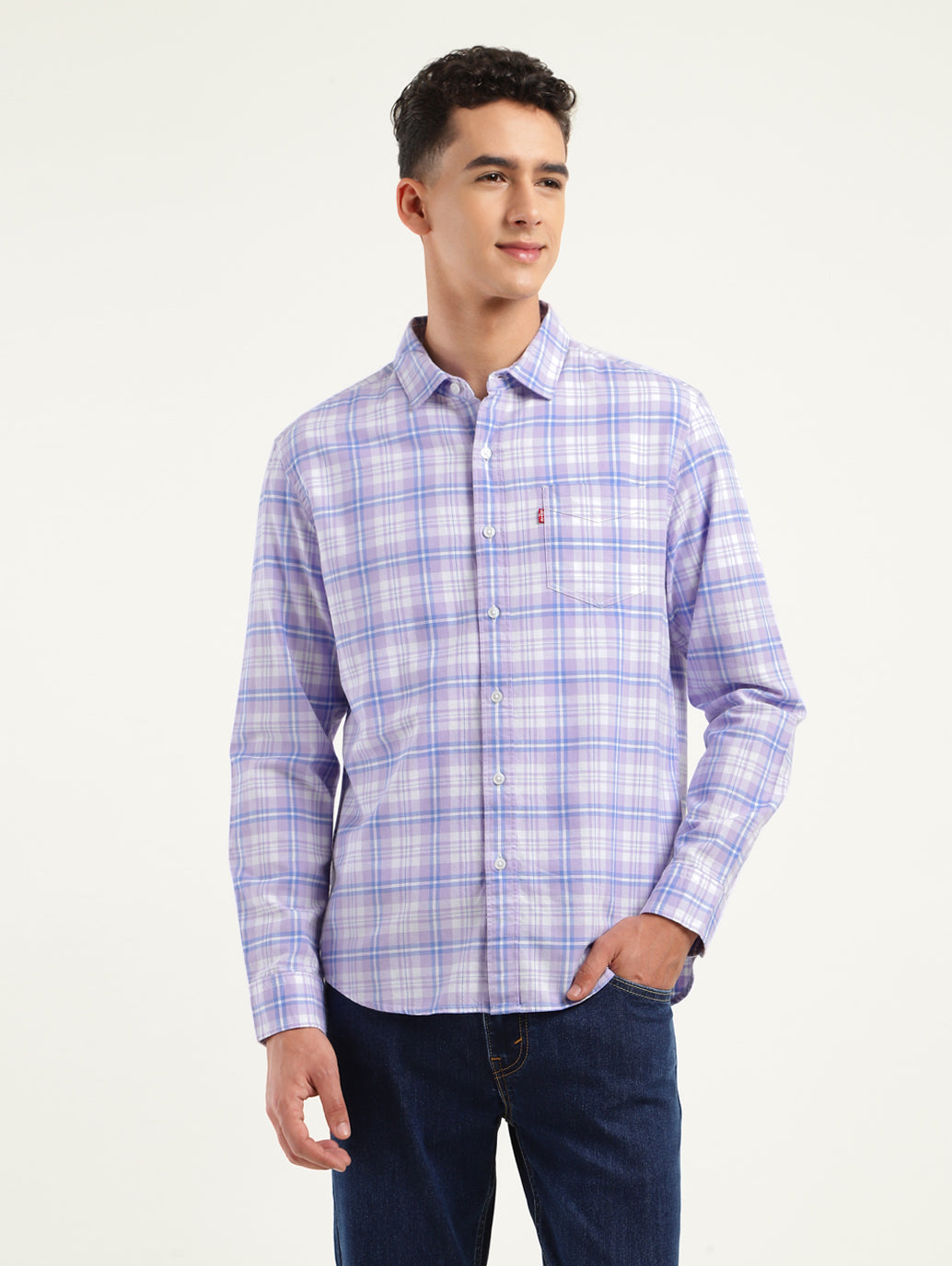 Men's Checkered Spread Collar Shirt - ec7a73f2-ce54-474f-b37f-4a01c83ce04e View