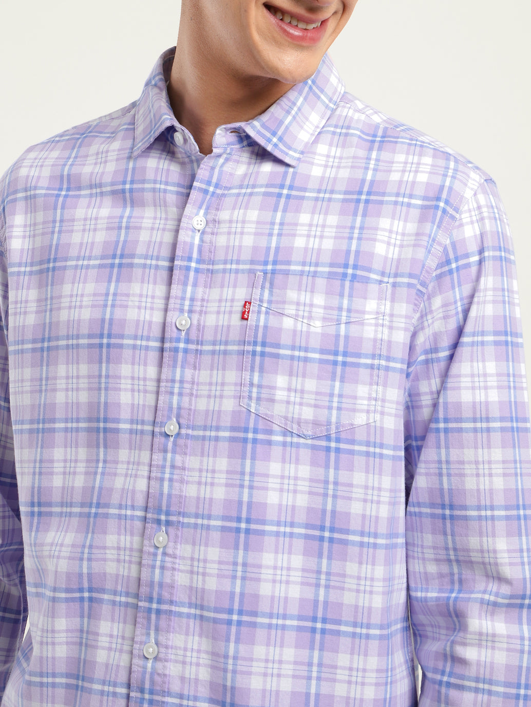 Men's Checkered Spread Collar Shirt - 6e679eec-6c5e-465b-9df1-120139e268be View