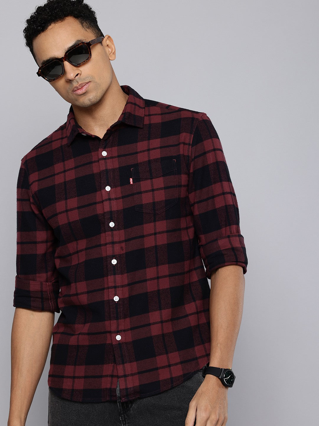 Men's Checkered Slim Fit Shirt - 1 View