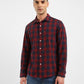 Men's Checkered Spread Collar Shirt - Front View