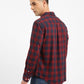Men's Checkered Spread Collar Shirt - Back View