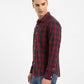 Men's Checkered Spread Collar Shirt - Side View