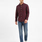 Men's Checkered Spread Collar Shirt - ModelFront View