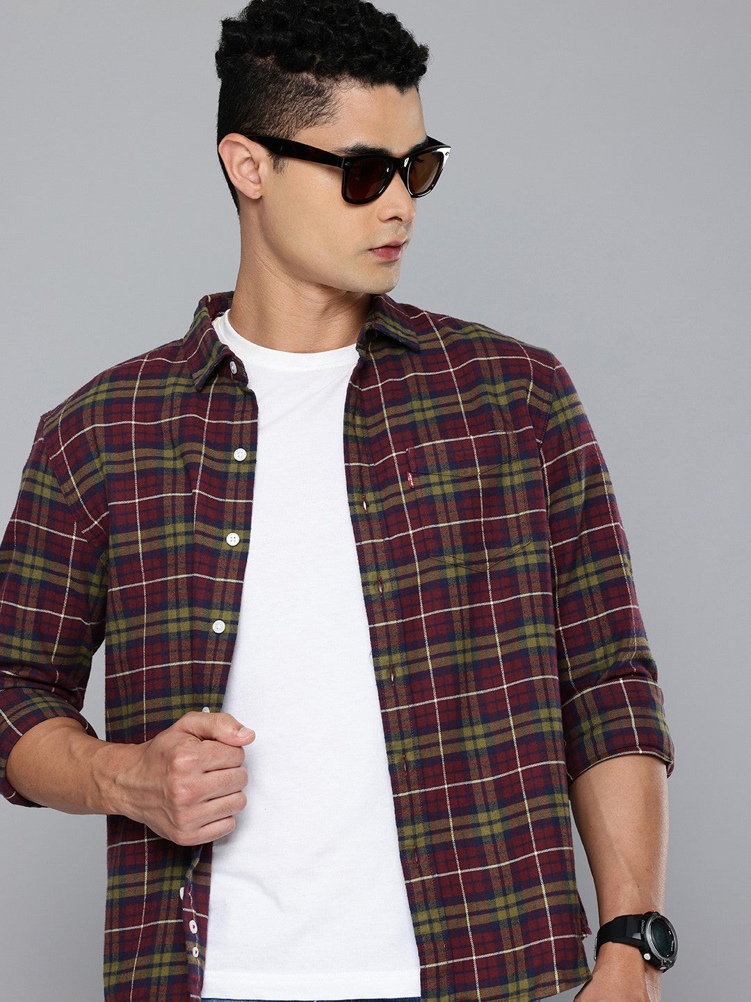 Men's Checkered Slim Fit Shirt - 1 View