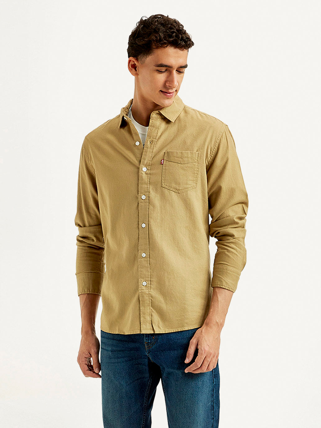 Men's Solid Slim Fit Oxford Shirt - Front View