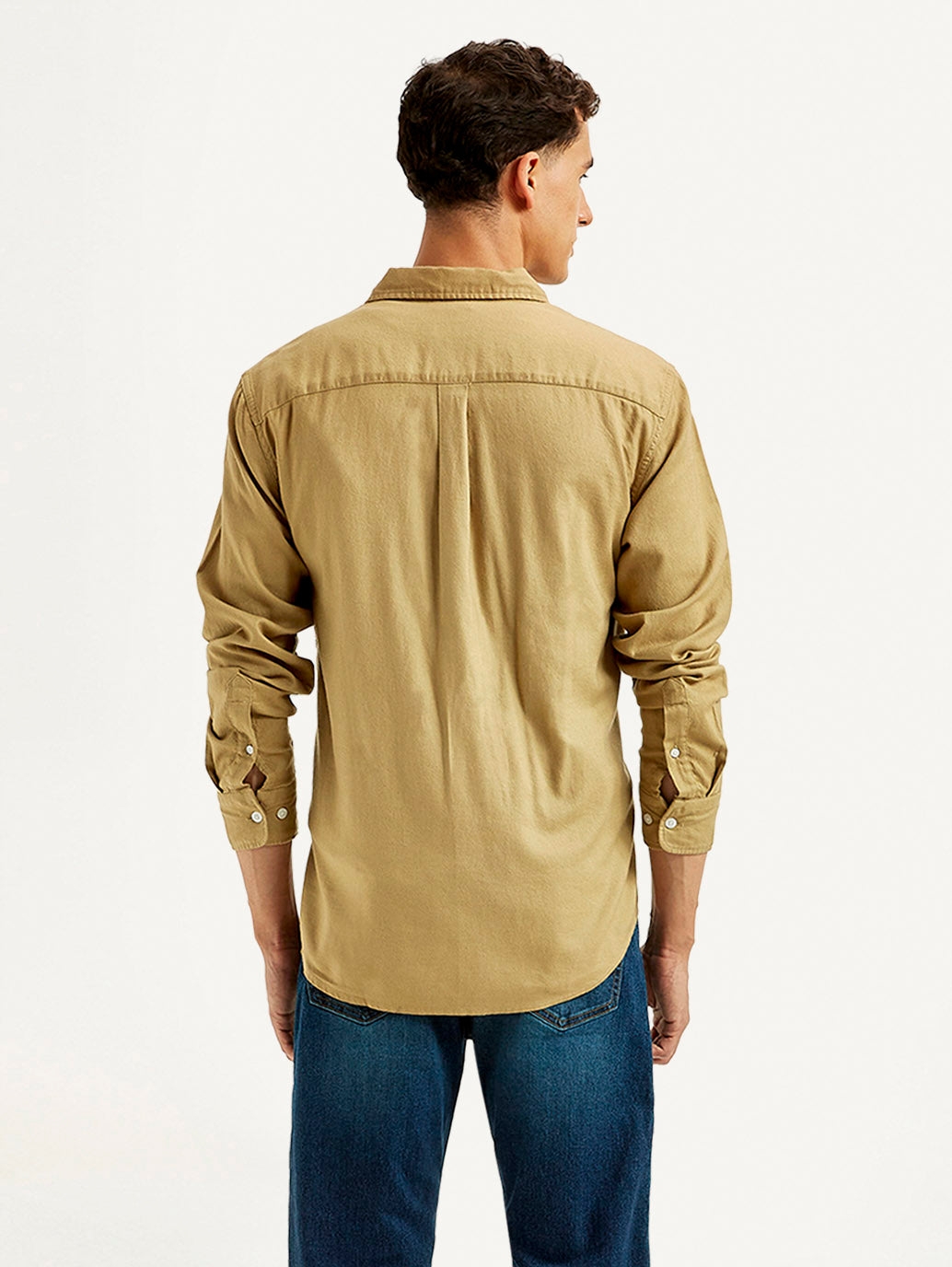 Men's Solid Slim Fit Oxford Shirt - Back View
