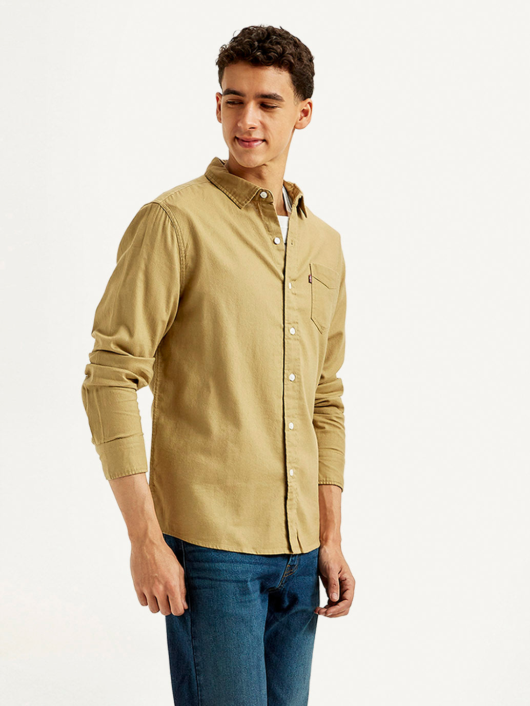 Men's Solid Slim Fit Oxford Shirt - Side View