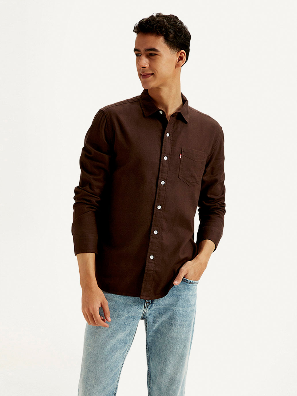 Men's Solid Slim Fit Oxford Shirt - Front View