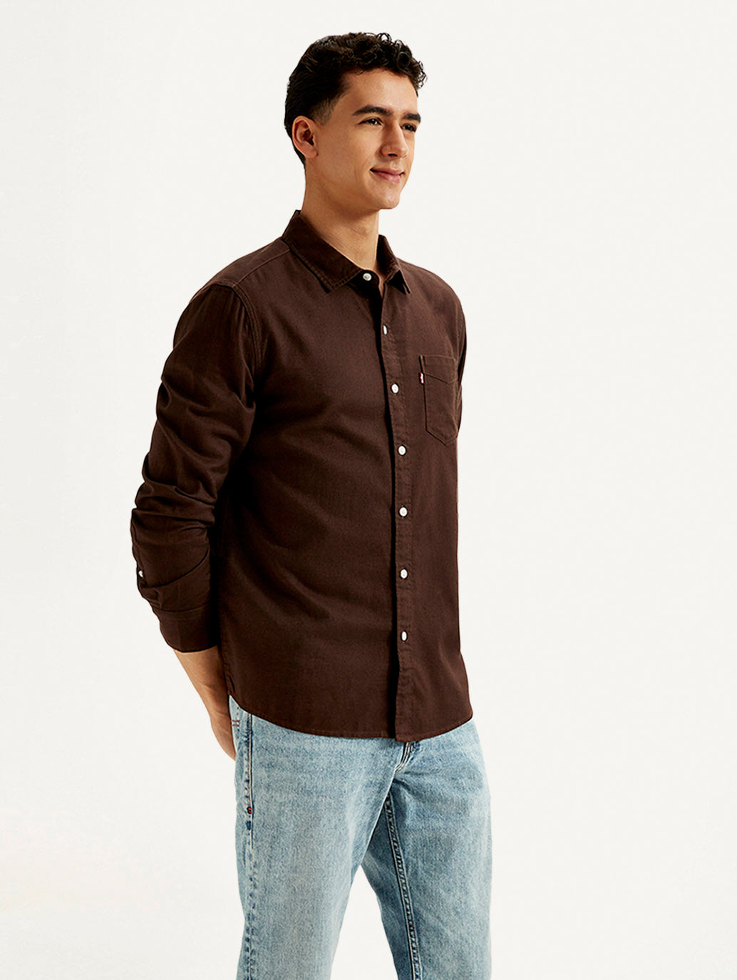 Men's Solid Slim Fit Oxford Shirt - Side View